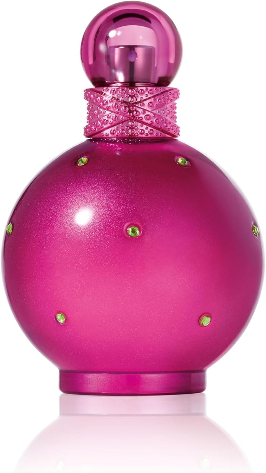 Britney Spears Fantasy Eau de Parfum 100 ml, frasco rosa fucsia con detalles verdes