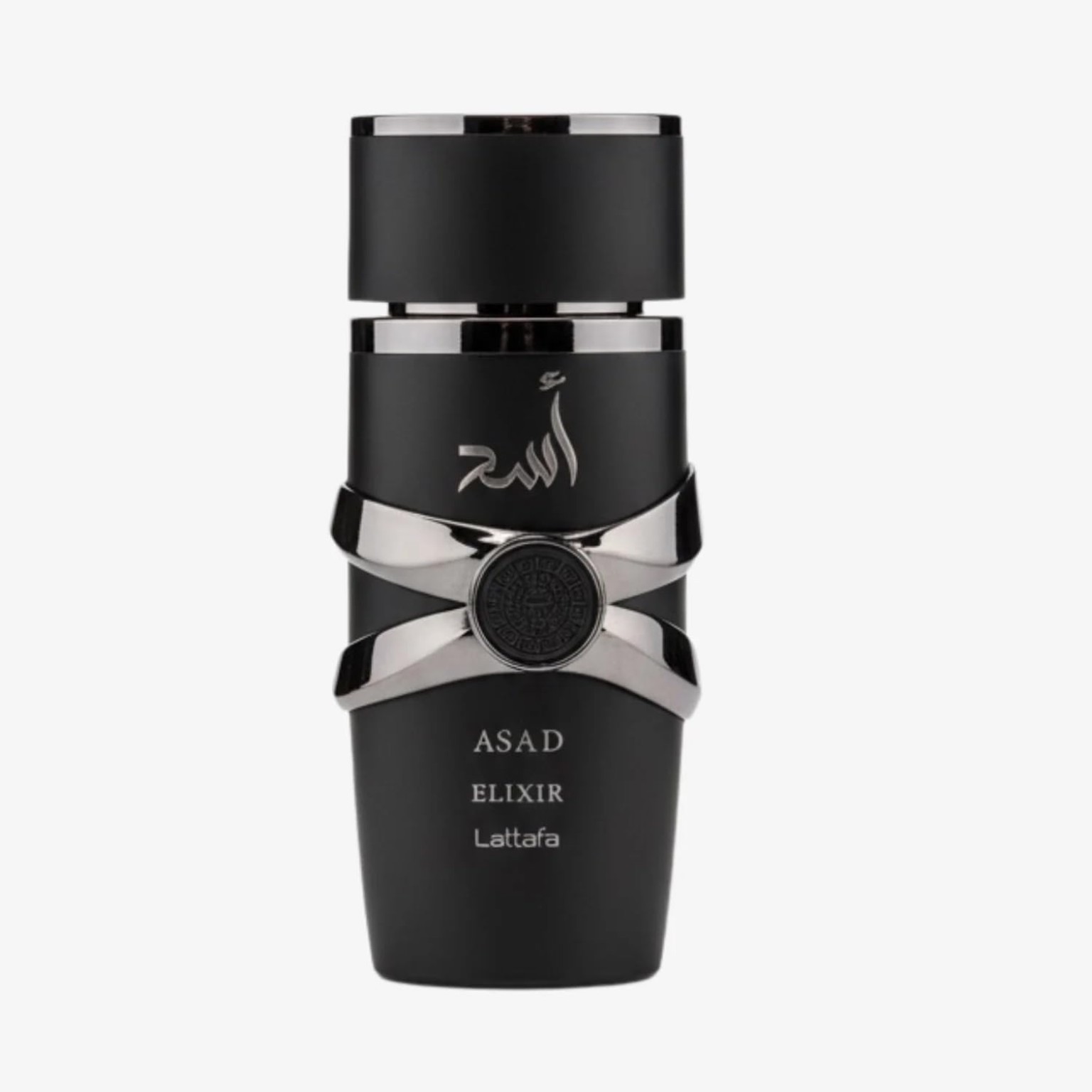 Lattafa Asad Elixir Eau de Parfum para hombre, frasco negro y plateado, 100 ml