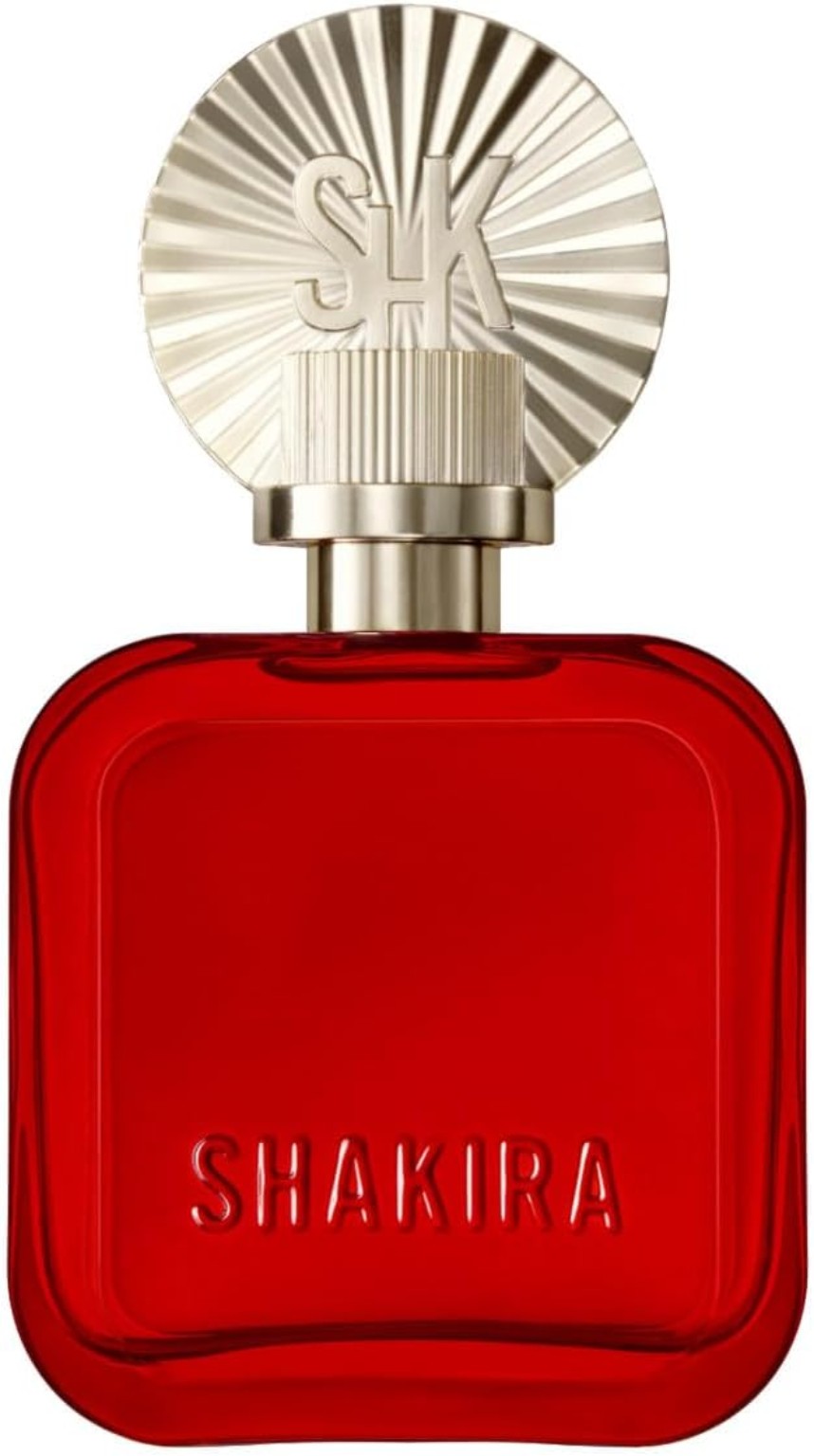 ROJO by Shakira Eau de Parfum para mujer, frasco rojo con tapón dorado